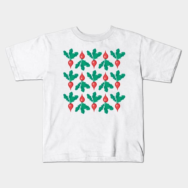 Radish Flat Lay Kids T-Shirt by SWON Design